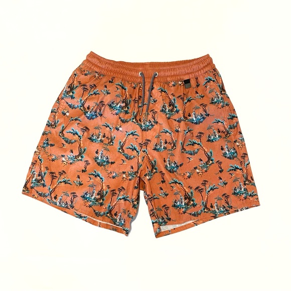 Agua Bendita Joe Pavana brown green tree print Swim Shorts trunks - Picture 4 of 11